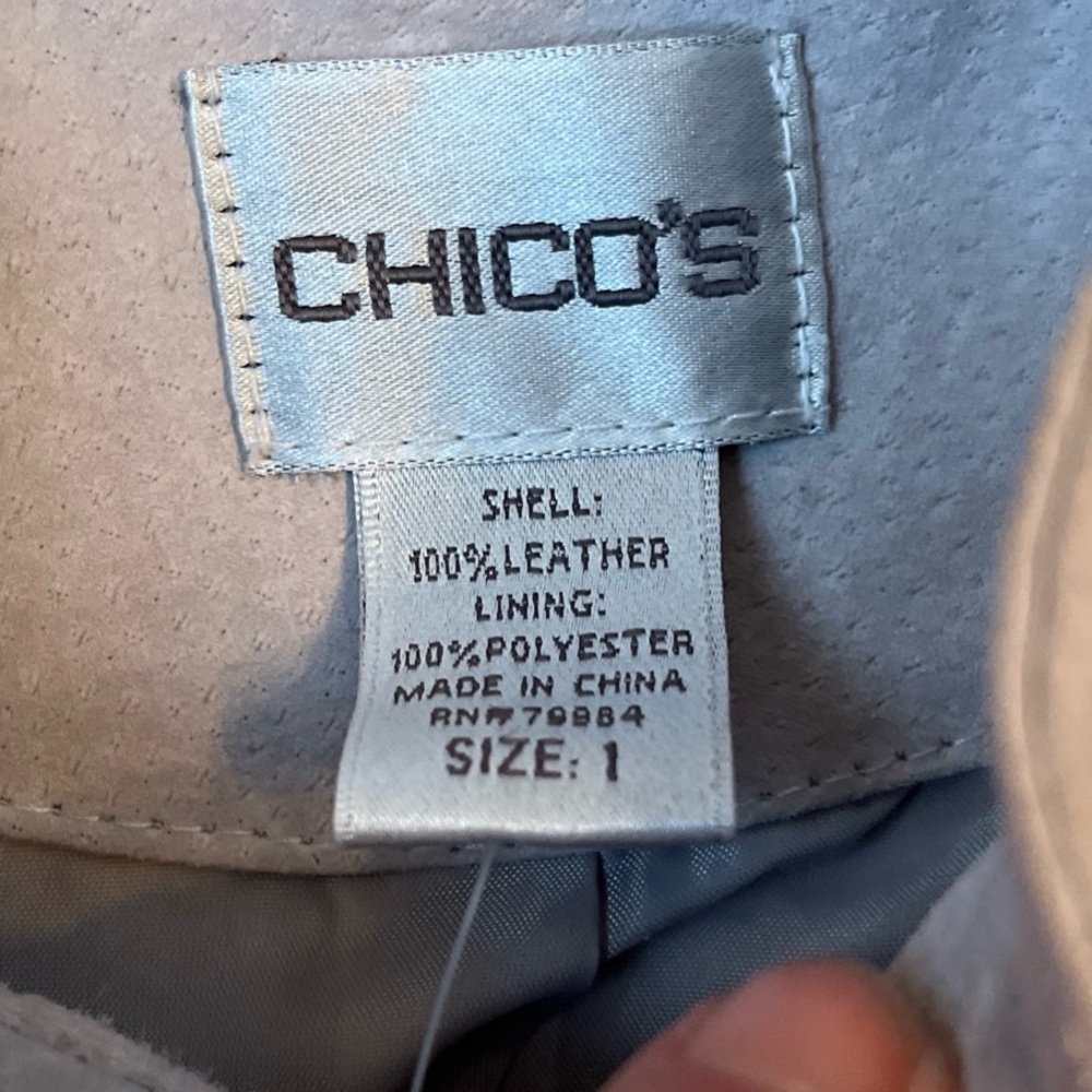Chicos Women’s Suede Gray Jacket Sz 1 Button Front Military Mandarin Collar NWT - Picture 5 of 12